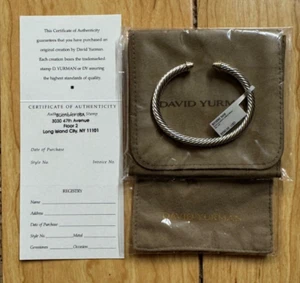 DAVID YURMAN CLASSIC CABLE BRACELET 5MM SILVER W/ 14K GOLD ACCENTS SZ MED NWT - Picture 1 of 4