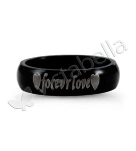 Mens Black Ceramic Gold Tone Laser Engraved Love Ring-ssr64 - Picture 1 of 3