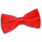 Red Mens Bow Tie Satin Plain Solid Wedding Pre-Tied Bowtie by DQT