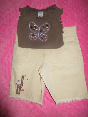 Camisa e shorts femininos gymboree glamour safári muito bom estado usado 6/7 - Imagem 1 de 4