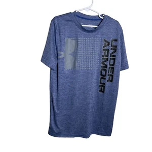 Under Armour T-Shirt Boy's Large Blue Graphic Tee Short Sleeve Crew Neck Shirt - Picture 1 of 8