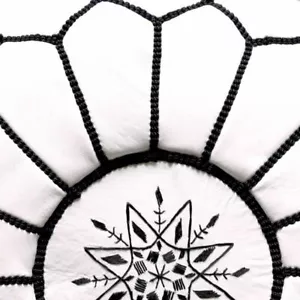 NEW Moroccan Grain Leather Pouf Pouffe Ottoman Footstool WHITE/BLACK - AU SELLER - Picture 1 of 5