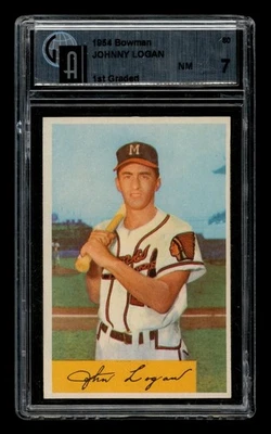1954 Bowman Set-Break #  8 Johnny Logan GAI 7 NM - Image 1 of 3