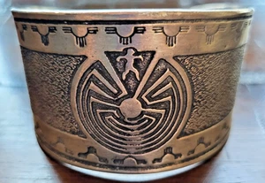 Native American inspired jewelry, Man in the Maze Spirit Cuff Pewter bracelet - Picture 1 of 9