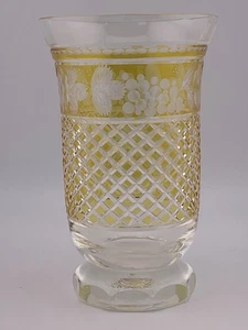 hand blown hand cut czech Bohemian glass vase clear with citrine staining - Picture 1 of 6