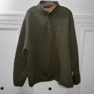 Orvis Men’s Outdoor Quilted 1/4 Snap Sweatshirt Size XL Trout Logo Olive Green - Picture 1 of 9