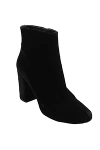 Saint Laurent Womens Side Zip Block Heel Velvet Ankle Booties Black Size 35.5 - Picture 1 of 8