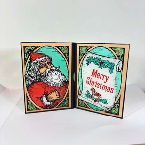 Vintage 1978 W. Berrie Kunst Glas klappbar Sonnenfänger Weihnachtsmann, Weihnachten - Bild 1 von 8