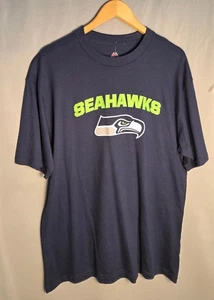 Men’s Seahawks T-Shirt Navy W Green Pullover Short Sleeves Majestic Size XL NWT - Picture 1 of 9