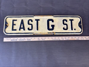 Vtg EAST G ST Street/Road Sign 24 "x 6" Pressed/Embossed/Raised Steel #224 - Picture 1 of 4