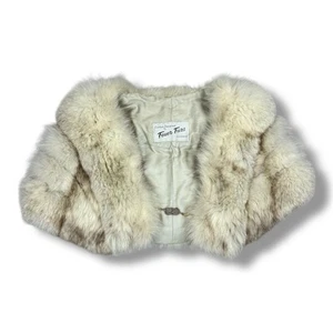 Vtg 50s Fever Fur Genuine Blue Fox Fur Bolero Shoulder Shawl Capelet Norwegian? - Picture 1 of 12