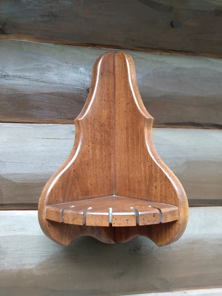 Vintage Primitive Pine Wooden Spoon Rack Corner Wall Mounted Mug Shelf Wood - Image 1 of 4
