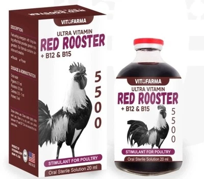 VITOFARMA B12 5500 For Red Roosters B12 Atp Electrolitos Pollos, Gallos 20ml Exp. 01/28