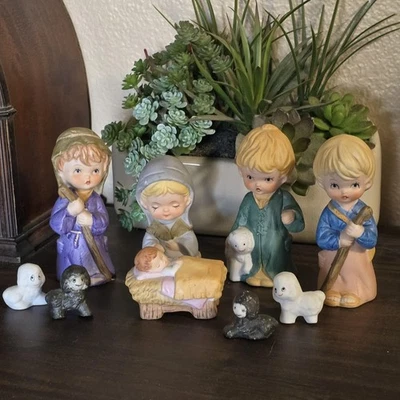 Belén Infantil Vintage Años 80 9 Piezas Porcelana Caja Original Completa 5" Foto 1 de 4