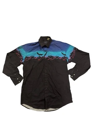 Camisa De Colección Años 80 Roper Vaquero Occidental Perla Abotonada A Presión Águila AOP Para Hombre M/L Foto 1 de 4