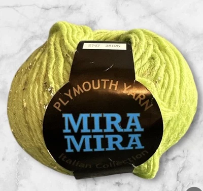 Plymouth Yarn Mira Mira Wool, Metallic  Lime Green And Silver  50 gram - Image 1 of 4