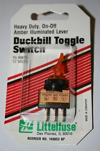 Heavy DutyOn-Off Amber Lite DuckBill Switch 16Amp12V Littlefuse 146853 FREE SHIP - Picture 1 of 2