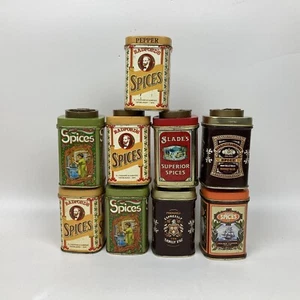 9 Herb Spice Tins Containers Case Manufacturing Kitchen Storage See Description - Picture 1 of 15