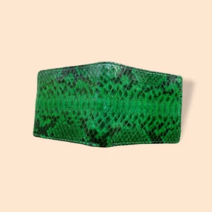100% Genuine Snakeskin Leather Men's Bifold Wallet Green - FREE SHIPPING - Picture 1 of 4