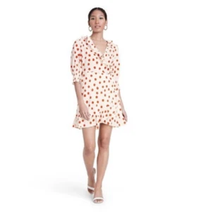 Polka Dot Puff Sleeve Ruffle Wrap Dress - RIXO for Target, Cream/Red, XXS - Picture 1 of 4