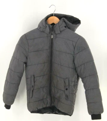 H&M Kid's Young Supply Hooded Puffer Jacket Full Zip Dark Grey - Image 1 of 4