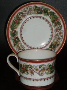 SPODE England CHRISTMAS ROSE Discontinued FLAT CUP and SAUCER SET - Picture 1 of 6