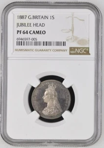 1887 QUEEN VICTORIA PROOF SHILLING NGC GRADED PF64 CAMEO RARE - Bild 1 von 2