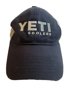 Yeti Coolers Navy Blue Cotton & Mesh Snapback Baseball Cap Trucker Hat  - Picture 1 of 7
