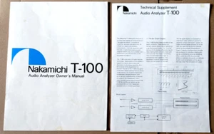 Nakamichi T-100 Audio Analyzer Manual with TECHNICAL SUPPLEMENT. 33 Pages Xerox - Picture 1 of 2