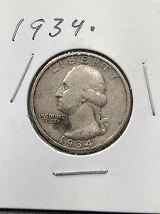 1934 P Washington Silver Quarter Coin Medium Motto Circulated - Picture 1 of 2