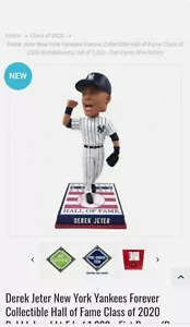 Derek Jeter Limited Ed Bobblehead Baseball Hall Of Fame 1,222 #186  Sold out!!! - Picture 1 of 8