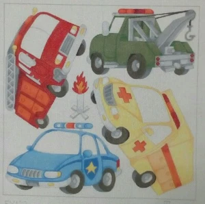 Tapestry Tent TT/NPH needlepoint handpaint EX133 Emergency Vehicle Autos 13m 15" - Picture 1 of 6