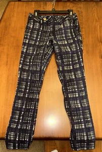 Tory Burch Pants Women’s Purple/Black Plaid Corner Tab Front Skinny Size 26 - Picture 1 of 10
