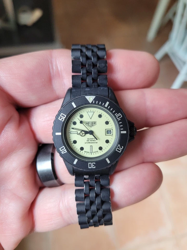 Pre TAG Heuer 983.115 relógio profissional feminino tamanho médio série 1000 preto PVD - Imagem 1 de 4