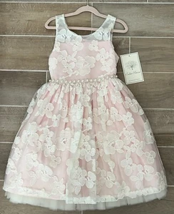 NWT American Princess Dress Pearl Bead Lace Girl 10 Pink Sleeveless Wedding - Picture 1 of 4