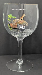 Calice acqua bicchiere vino drappo ottico Ned Smith vintage gallo cedrone increspato 6,25" - Foto 1 di 5