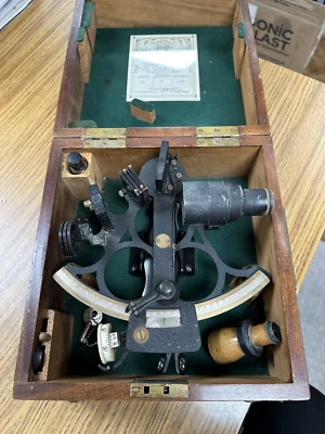 Vintage 1946 Henry Hughes & Son England  Nautical Sextant In Wooden Box - Image 1 of 4
