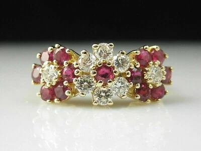 2 CT Round Lab Created Ruby & Diamond Wedding Band Ring 14K Yellow Gold Plated - Image 1 of 4