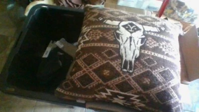 NWT Yellowstone Woven Jacquard Pillow LARGE 20 x 20inches COW SKULL Darby Stripe - Image 1 of 4