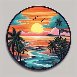 Pegatina Ocean Sunset, pegatina de calcomanía natural, calcomanía para ventana de automóvil camión palmera - Imagen 1 de 12