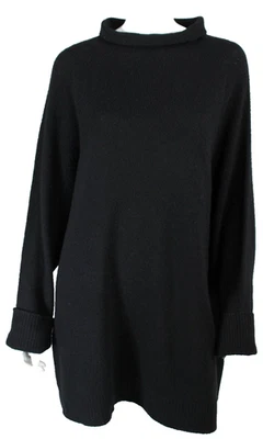 THE ROW Black Cashmere-Silk Blend Knit Cowl Neck Pullover Sweater L - Image 1 of 4