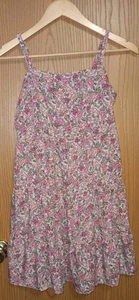 Vecchio mini prendisole blu navy spaghetti strap donna taglia media rosa floreale floreale boho - Foto 1 di 7