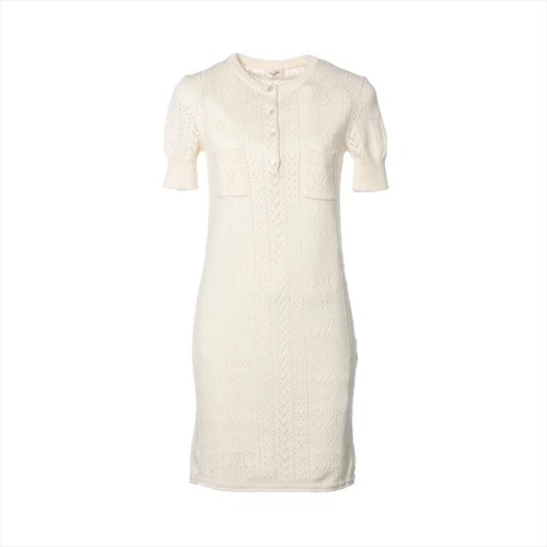Abito CELINE in maglia a punta trionfo aperto in cotone ecrù taglia S