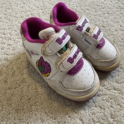 Zapatos Tenis Barney The Dinosaur Bebé Niño Pequeño Talla 3 Auto-Sujeción De Colección Años 90 Foto 1 de 4