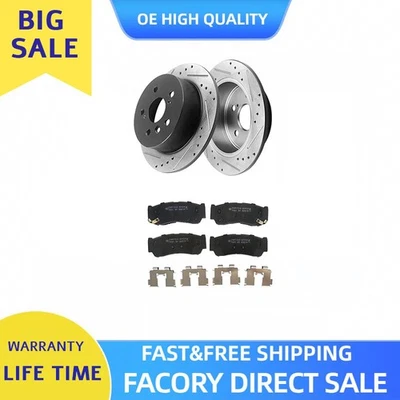 Rear Brake Pads Ceramic Drilled Brake Rotors for Hyundai Santa Fe 2007 2008 2009 Foto 1 de 4