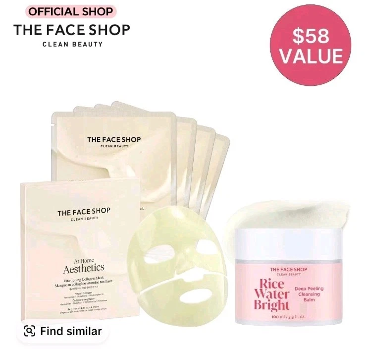 The Face Shop Rice Water Bright Peeling Balm And Collagen Mask Duo Set - Image 1 of 4