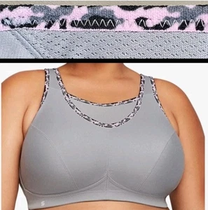 Reggiseno sportivo Glamorise senza rimbalzo in camicia, 1066, grigio, 34D nuovo senza etichette - Foto 1 di 11