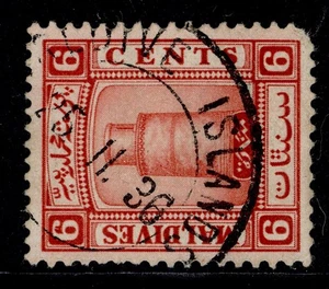 MALDIVE ISLANDS GV SG15B, 6c scarlet, USED. Cat £11. - Picture 1 of 1