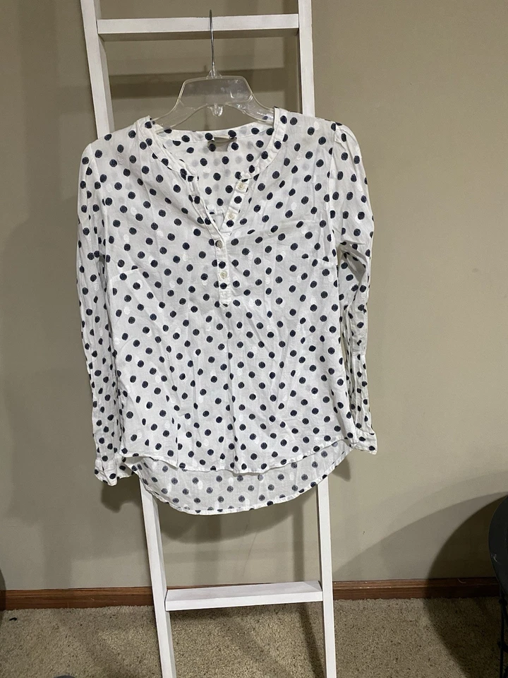 Lucky Brand 海军蓝波点衬衫-女式小号 — 第 1/4 张图片