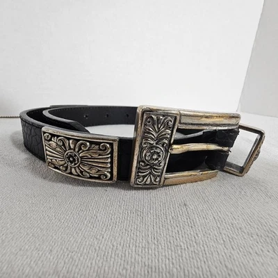 Cinturón Brighton Vintage S 49103 Tono Plateado Conchos Mujer Pequeño Cuero EE. UU. Foto 1 de 4